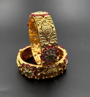 Maayre Multi Floral Temple Bangle Pair