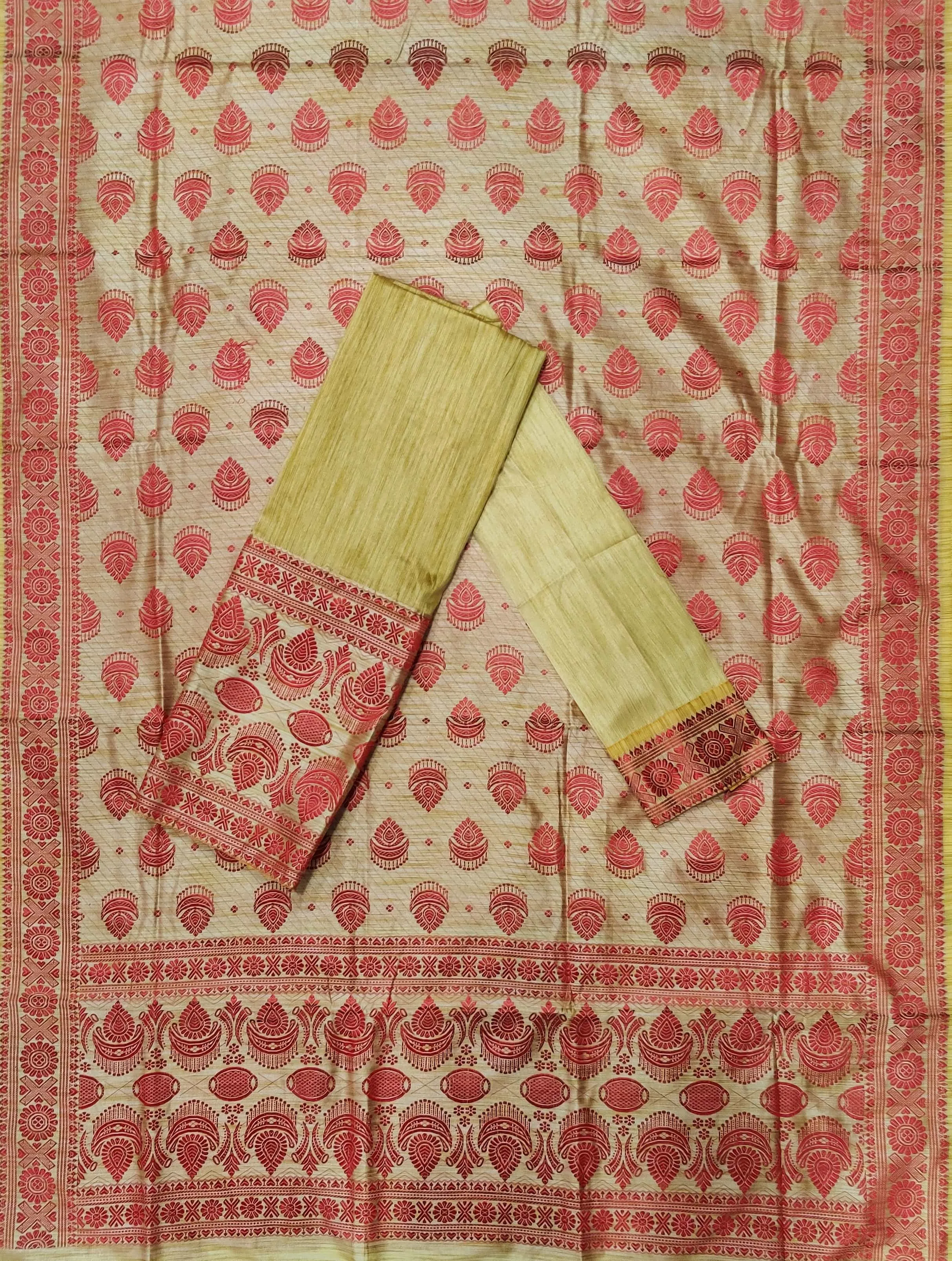 Mekhla Patti Khadi Poly Mekhela Sador - Joonbiri Dhol