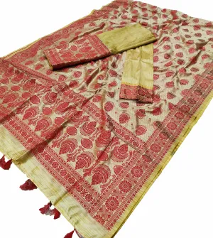 Mekhla Patti Khadi Poly Mekhela Sador - Joonbiri Dhol