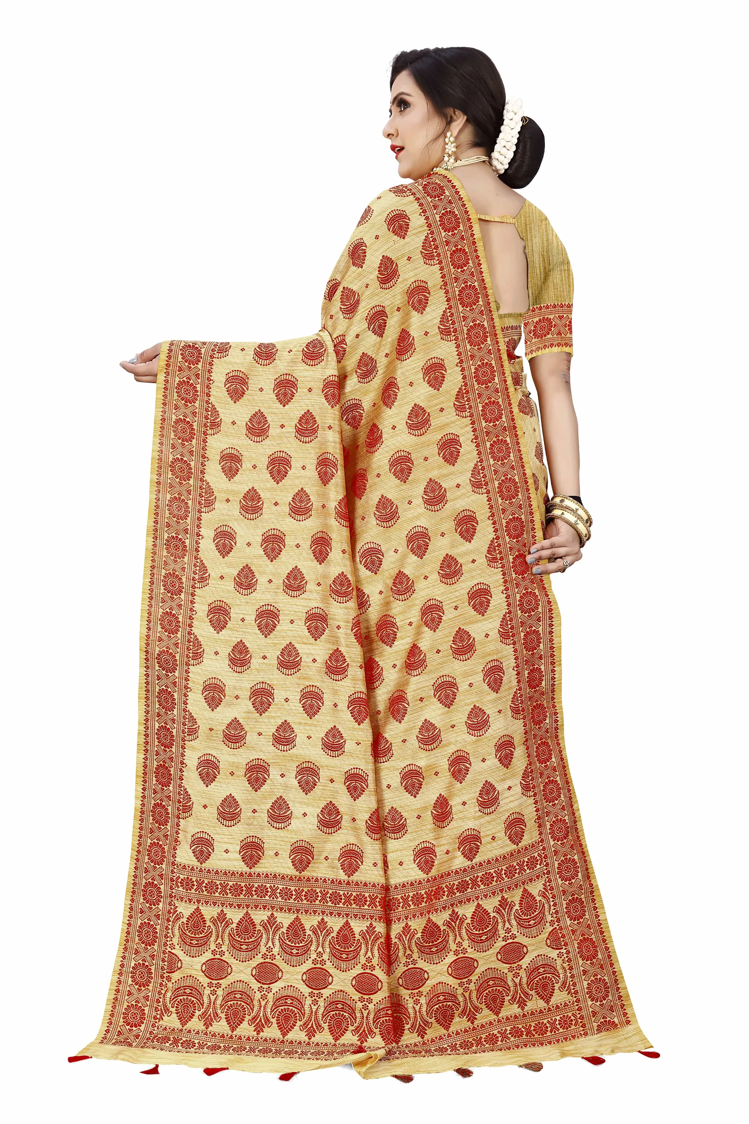 Mekhla Patti Khadi Poly Mekhela Sador - Joonbiri Dhol