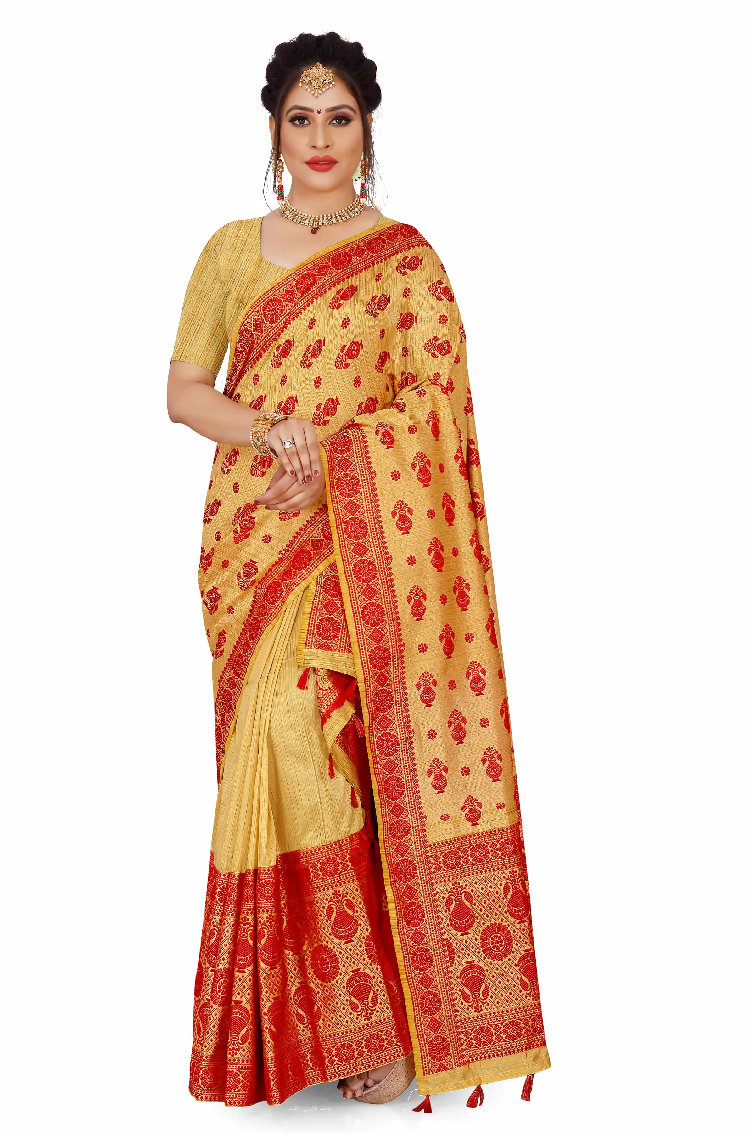 Mekhla Patti Khadi Poly Mekhela Sador - Kalsi