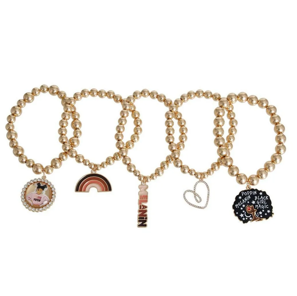 Melanin Charm Bracelet Stack