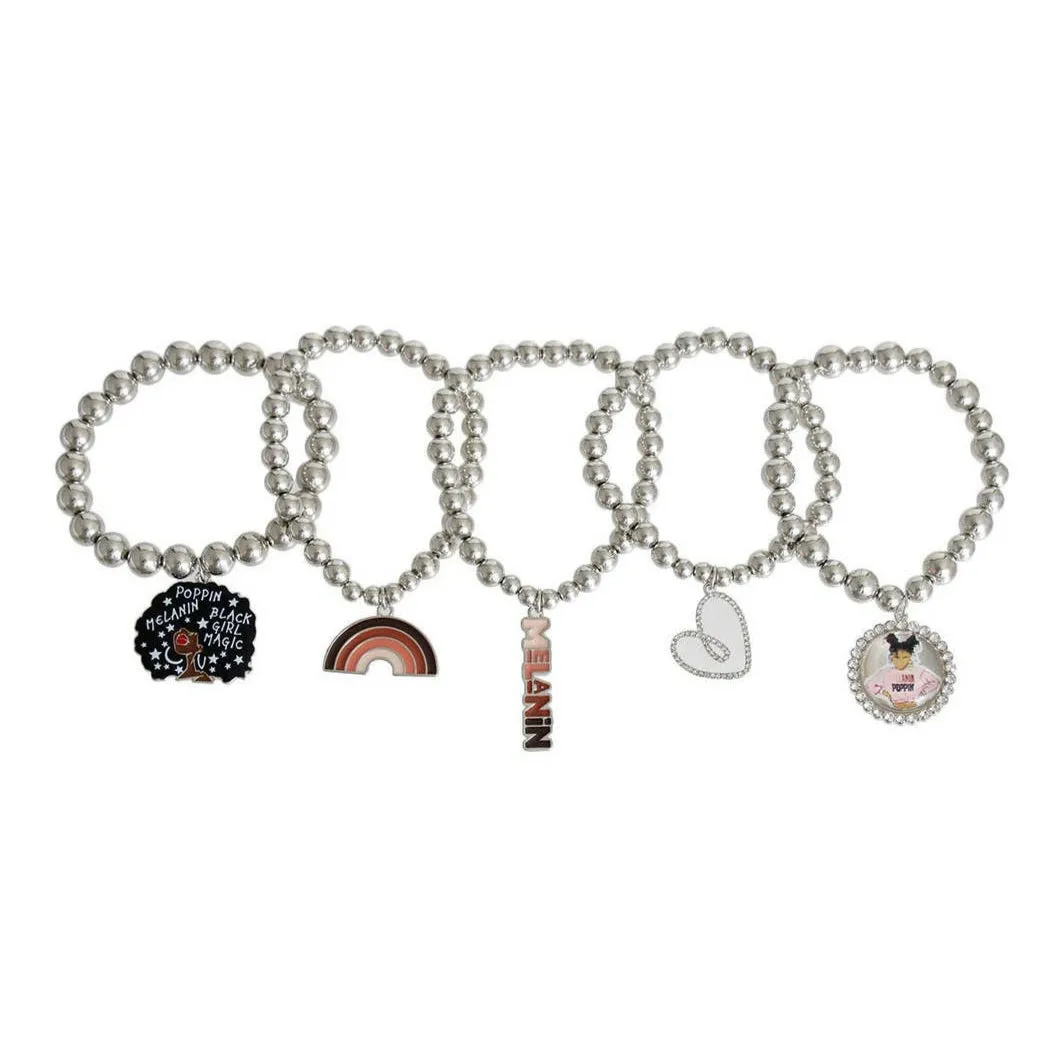 Melanin Charm Bracelet Stack