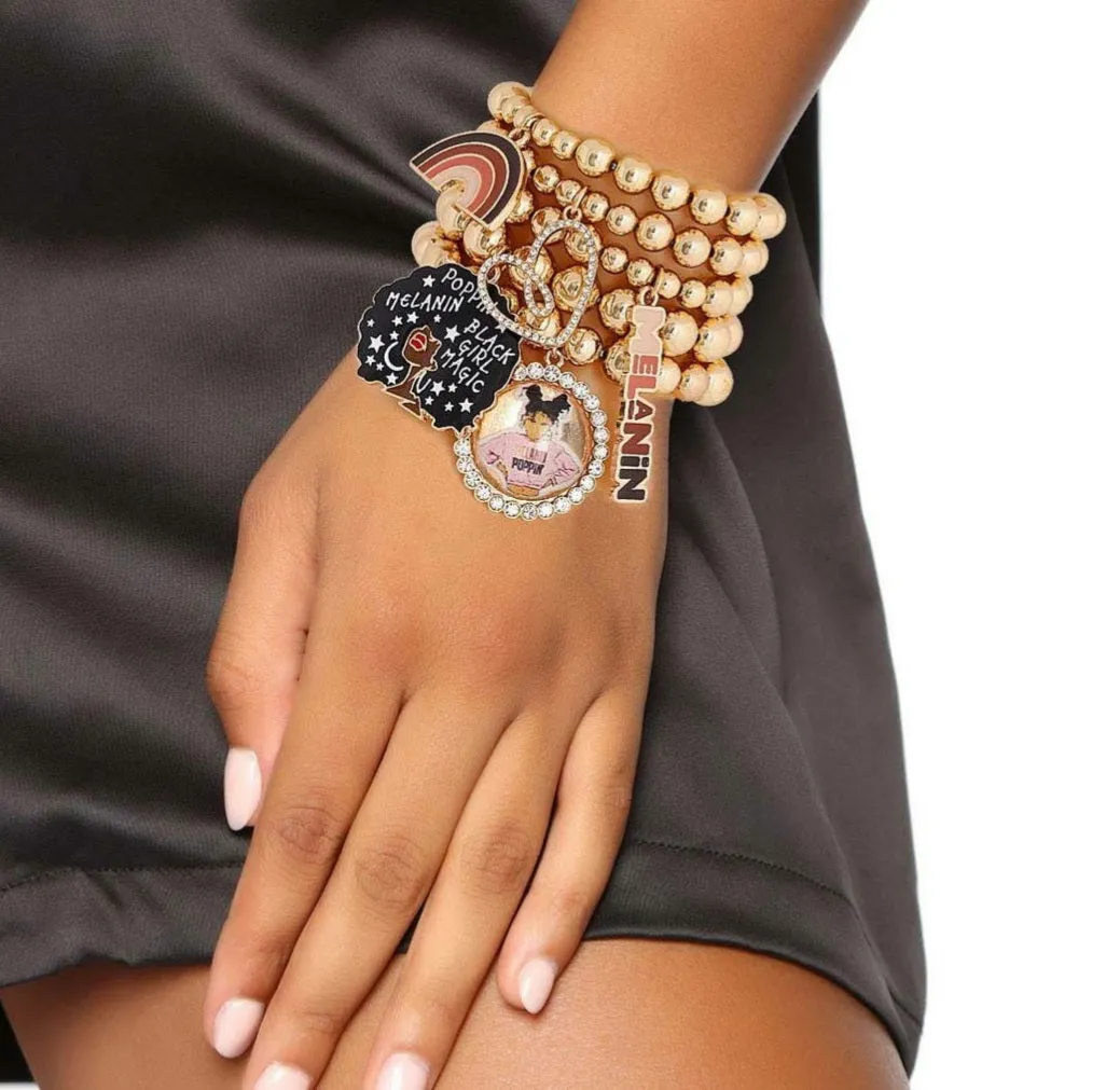 Melanin Charm Bracelet Stack