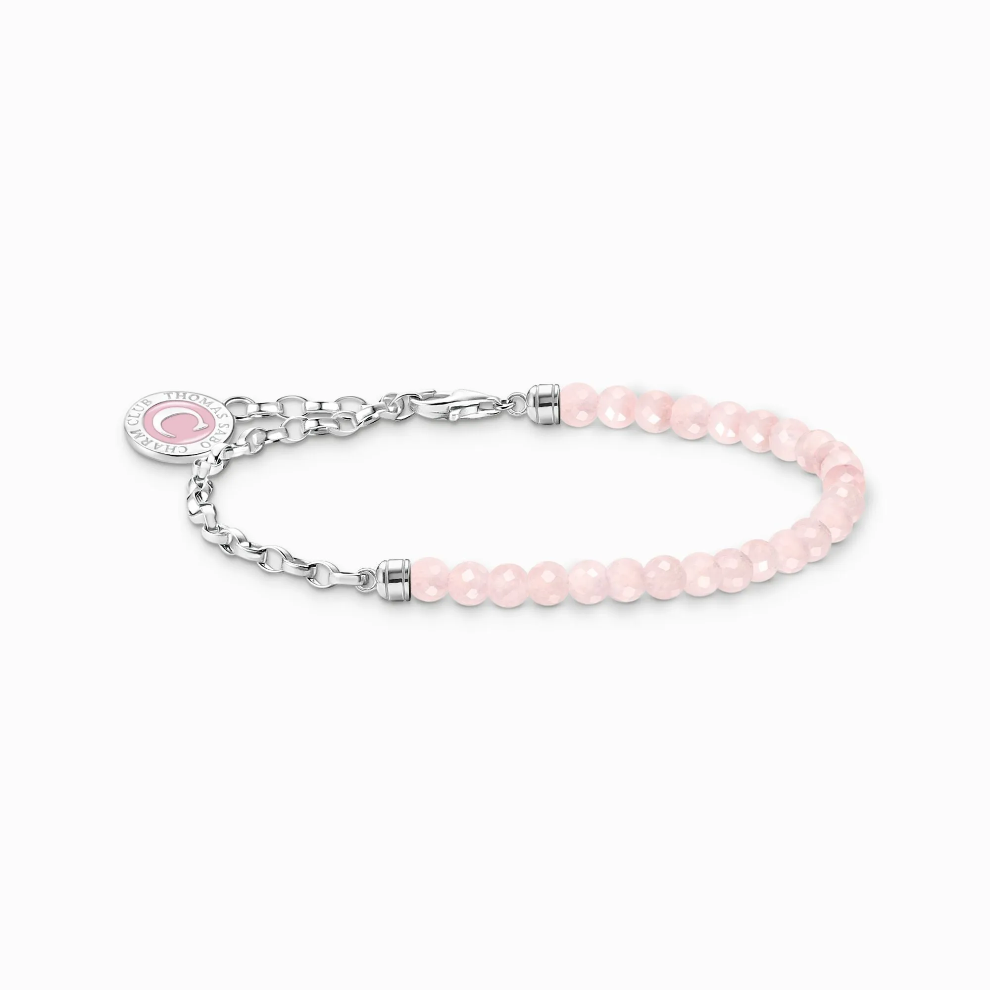 Member Charm Bracelet Beads of Rose Quartz and Charmista Coin Silver | Thomas Sabo
