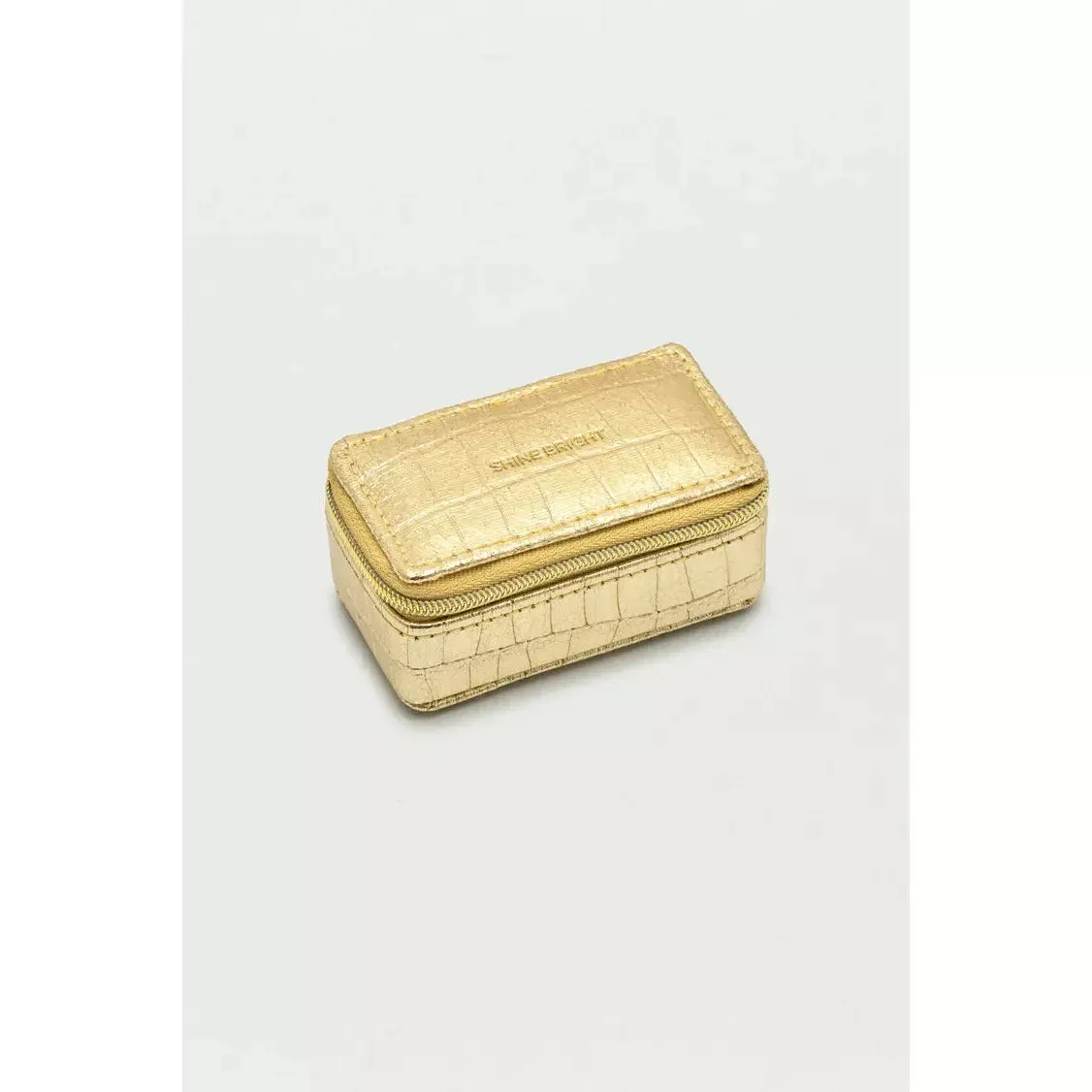 Mini Gold Crocodile Effect Shine Bright Jewellery Box