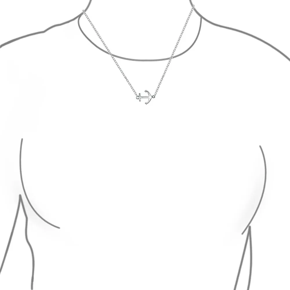 Minimalist Nautical Anchor Pendant Necklace in Sterling Silver for Teens