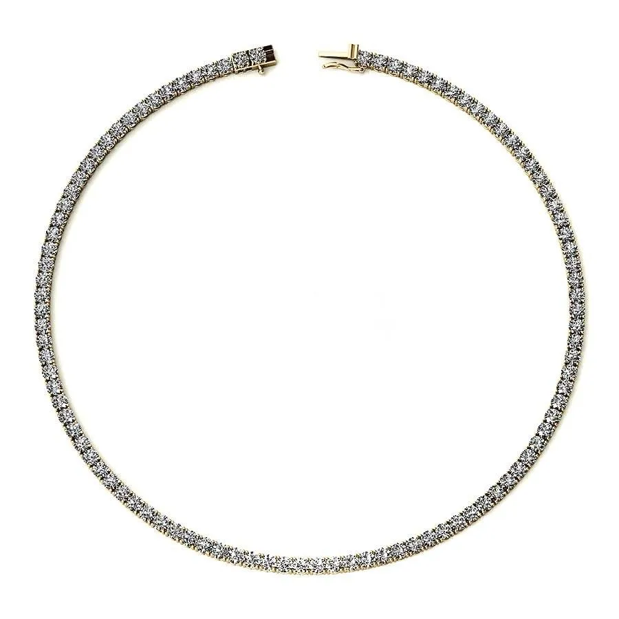 Moissanite Gold Plate Tennis Necklace on 925
