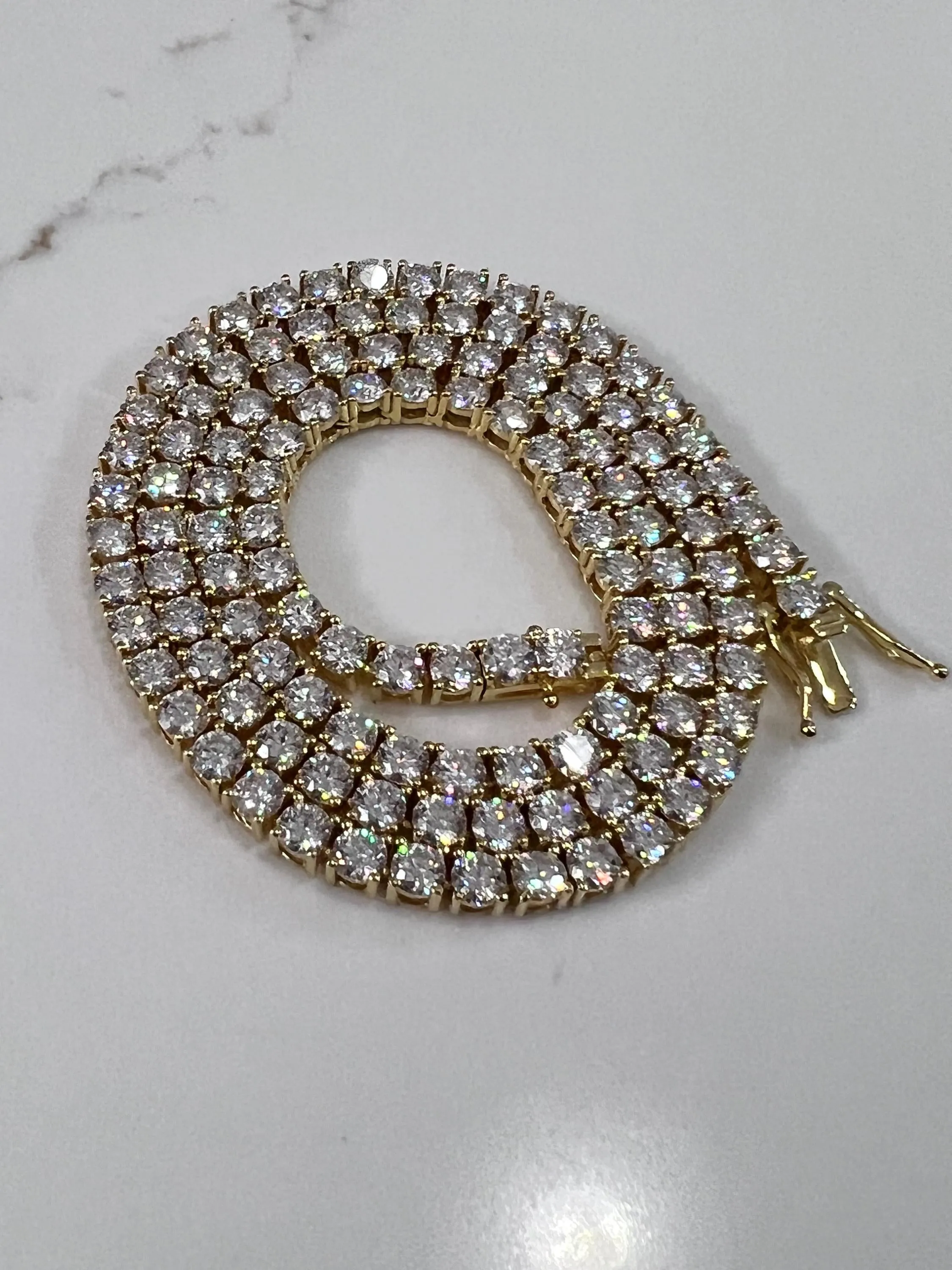Moissanite Gold Plate Tennis Necklace on 925