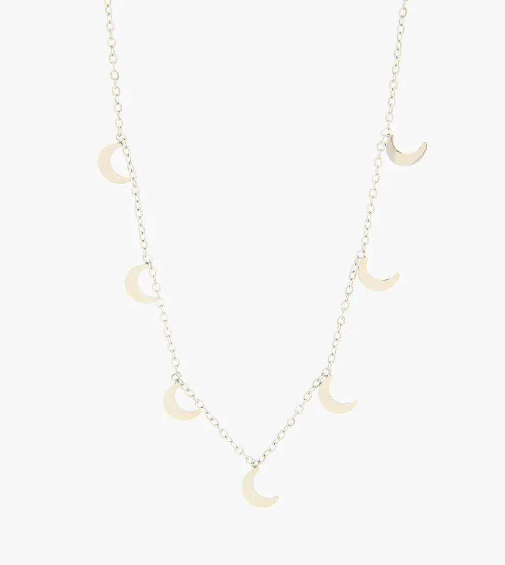 Moon Charm Necklace | Silver