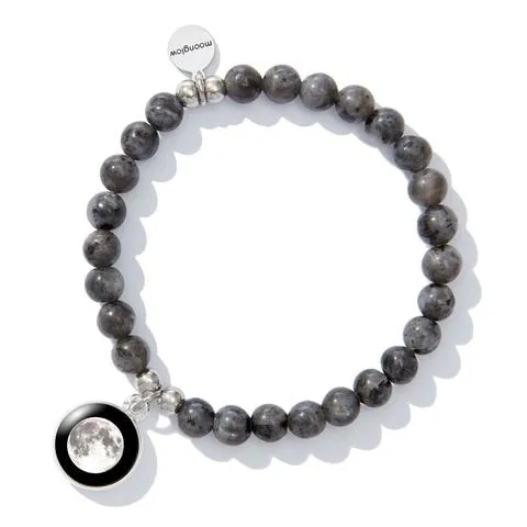 Moonglow Labradorite Beaded Bracelet In Black