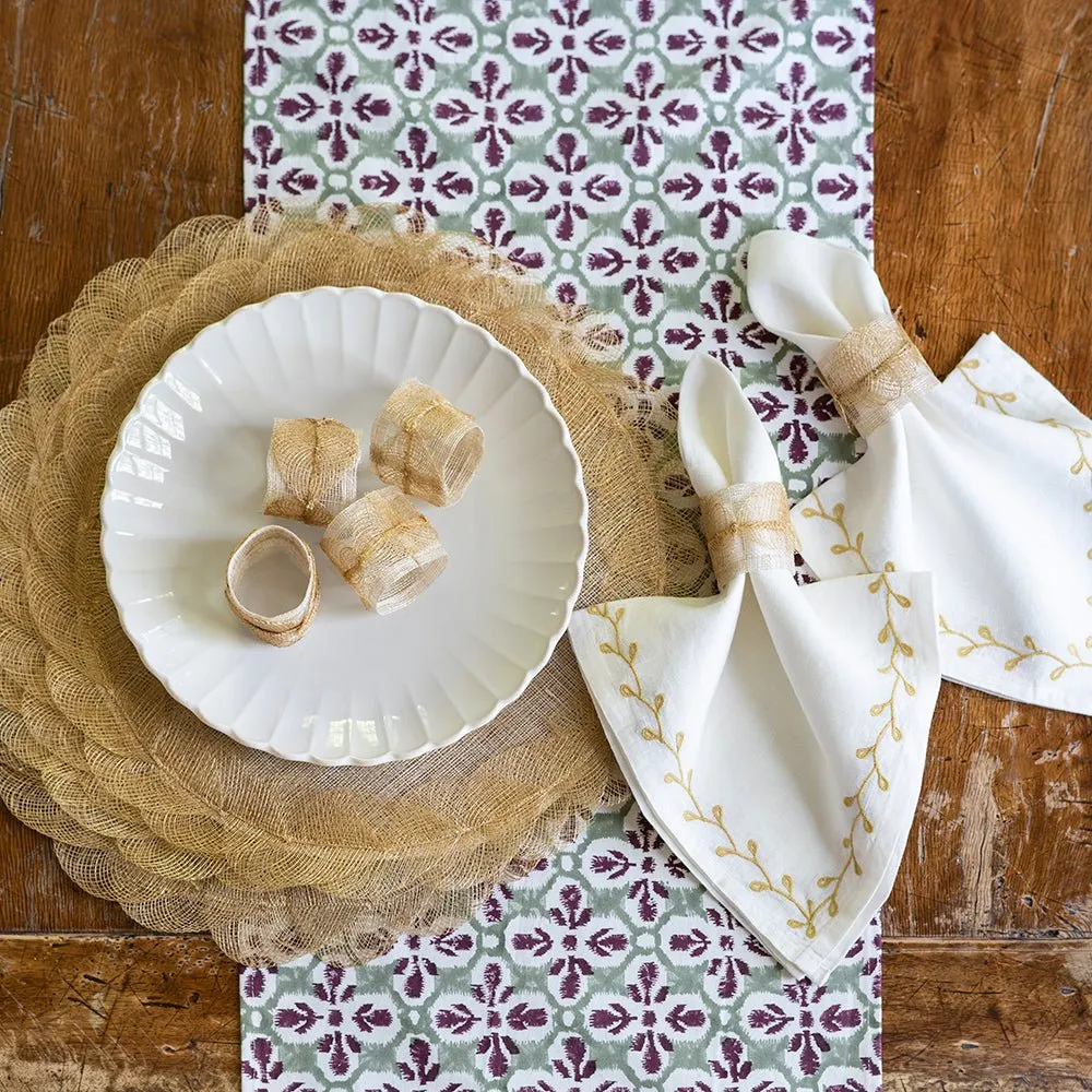 Mustard Poplar Leaf Napkin Rings | Set of 4