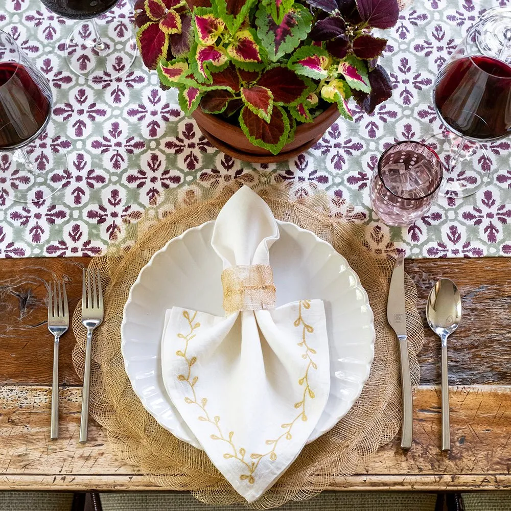 Mustard Poplar Leaf Napkin Rings | Set of 4