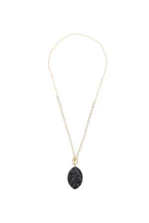NATURAL STONE OVAL PENDANT CHAIN LAYERED NECKLACE