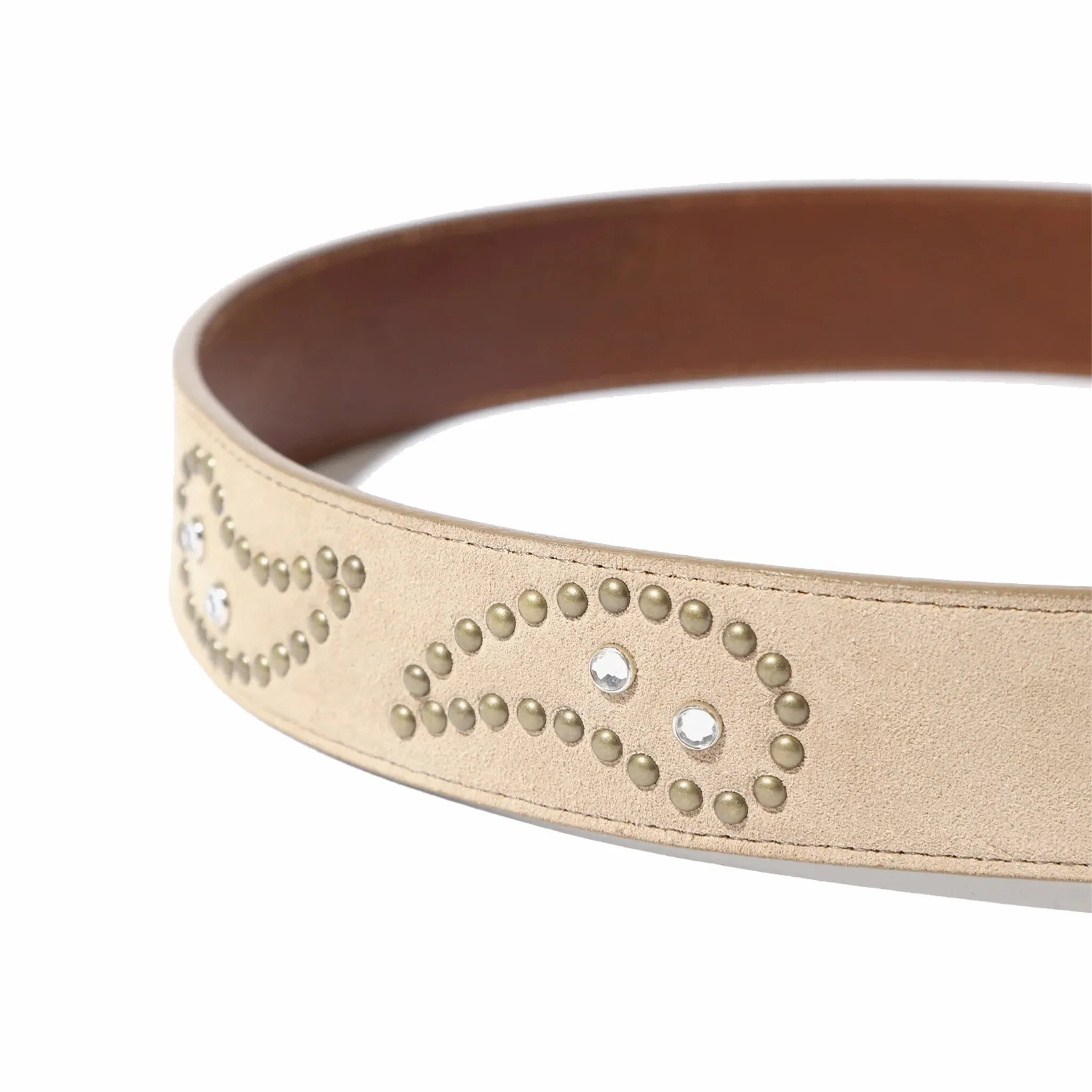Needles Paisley Studs Taupe Belt (Suede Leather)