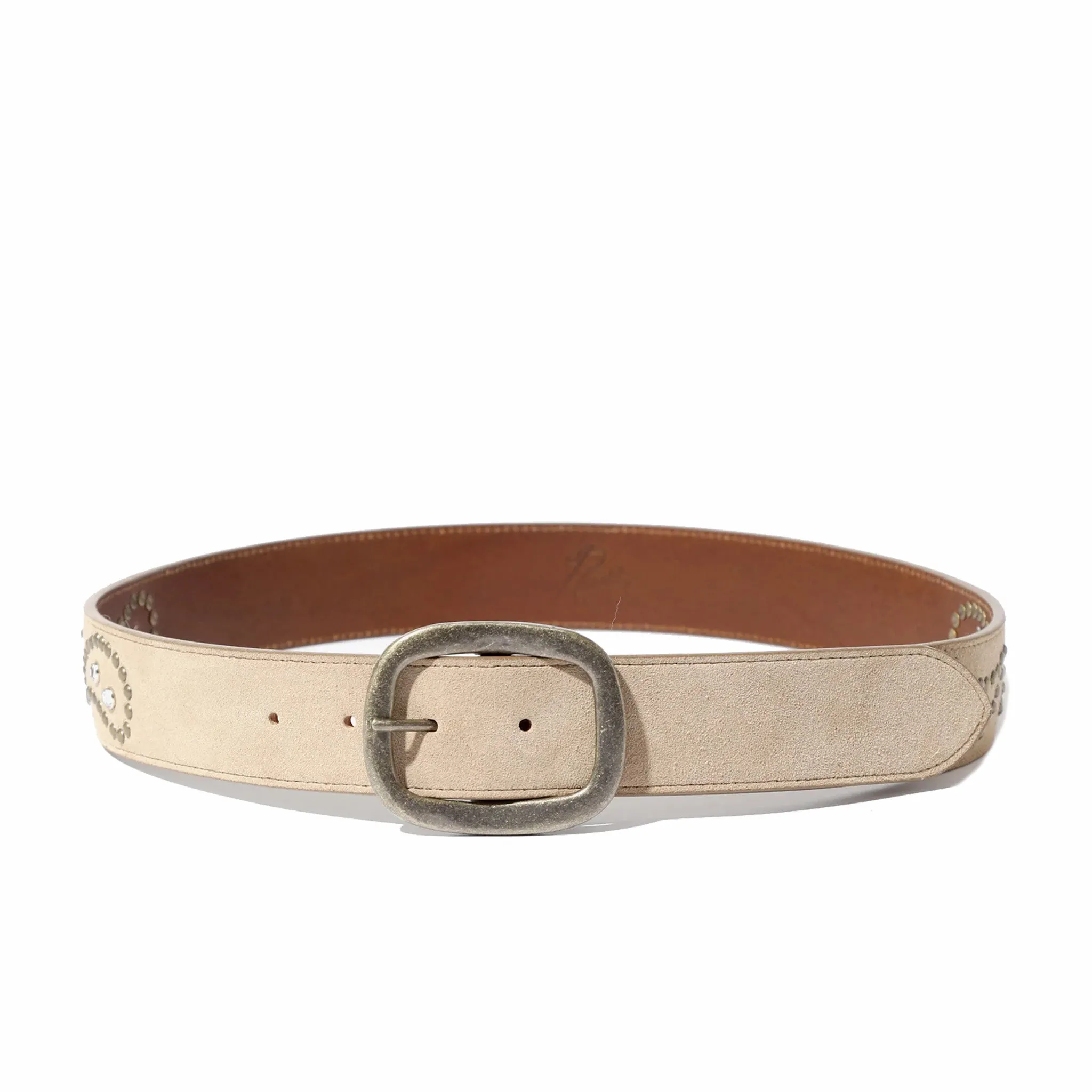Needles Paisley Studs Taupe Belt (Suede Leather)