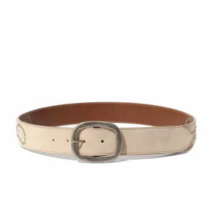 Needles Paisley Studs Taupe Belt (Suede Leather)