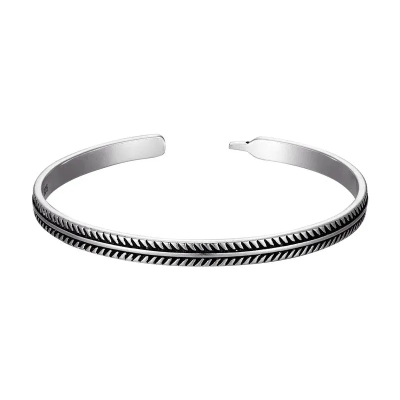 New Arrival Vintage Silver Fish Pattern Open Bracelet Bangle