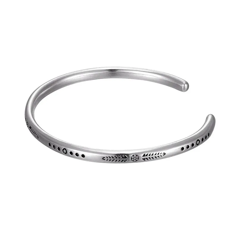 New Arrival Vintage Silver Fish Pattern Open Bracelet Bangle