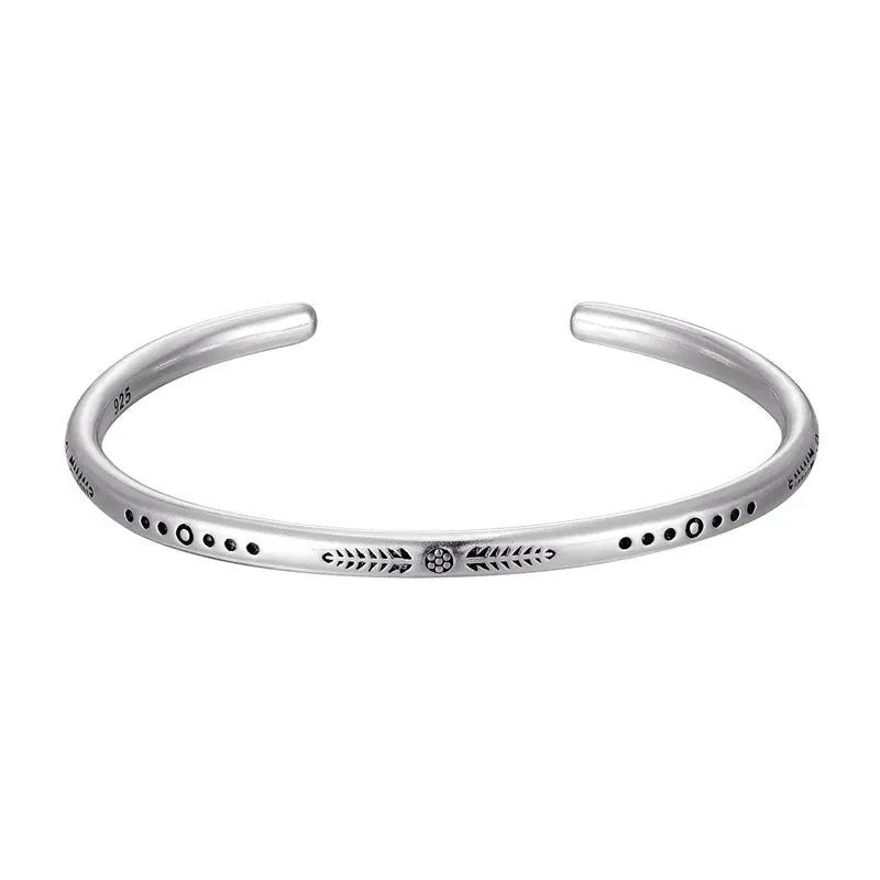 New Arrival Vintage Silver Fish Pattern Open Bracelet Bangle