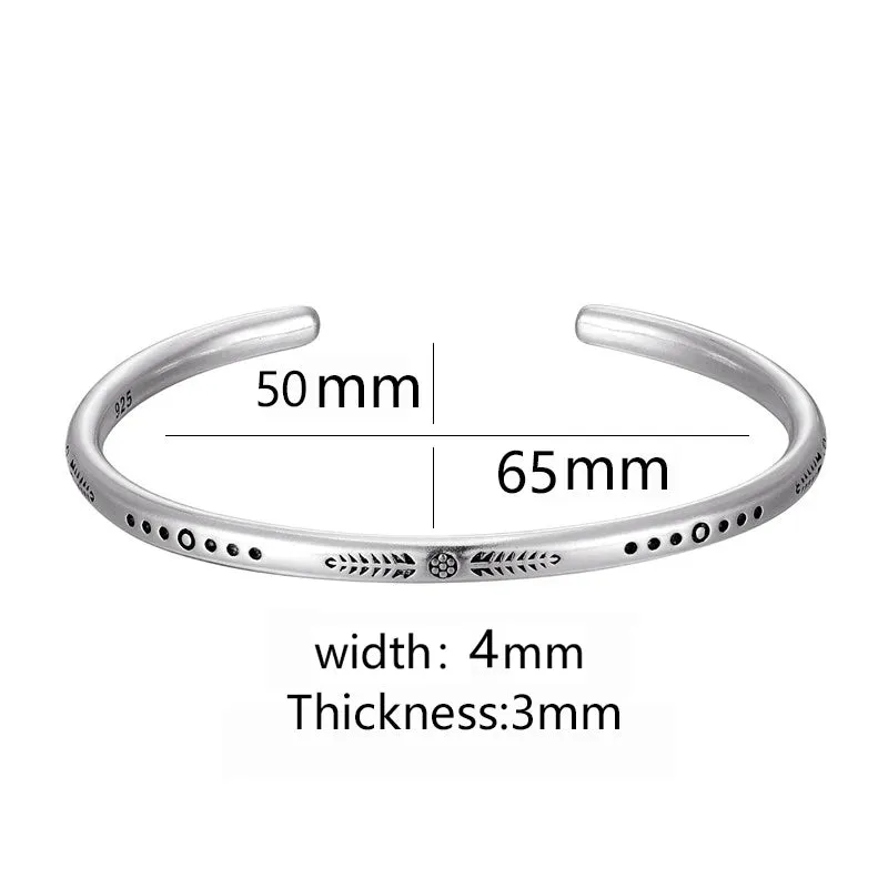 New Arrival Vintage Silver Fish Pattern Open Bracelet Bangle
