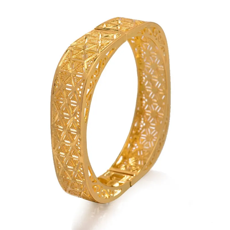 New  Ethiopian Dubai Gold Color Bangles  Women Wife Arab Bracelet Gold Color Jewelry