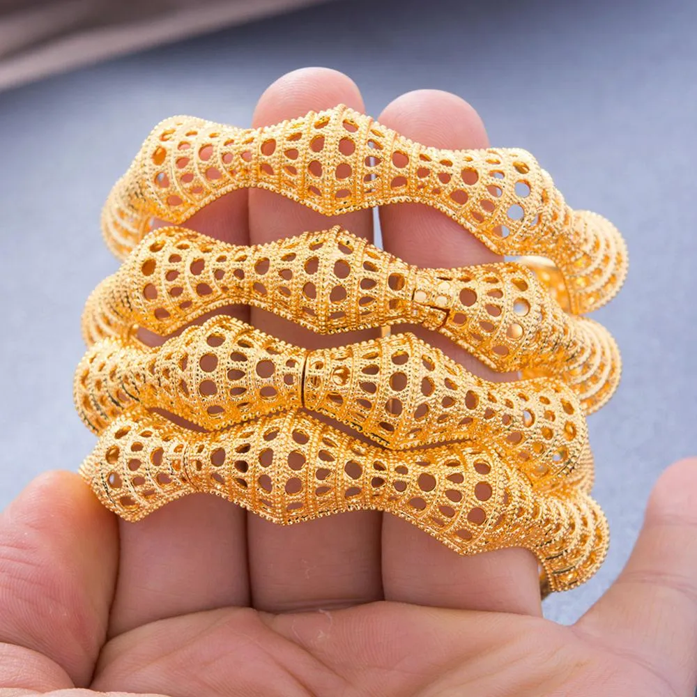 New  Ethiopian Dubai Gold Color Bangles  Women Wife Arab Bracelet Gold Color Jewelry