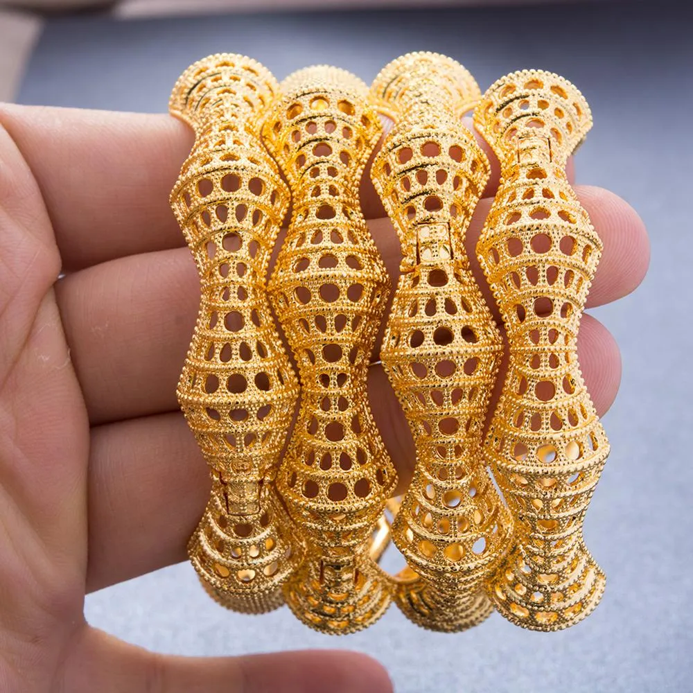 New  Ethiopian Dubai Gold Color Bangles  Women Wife Arab Bracelet Gold Color Jewelry