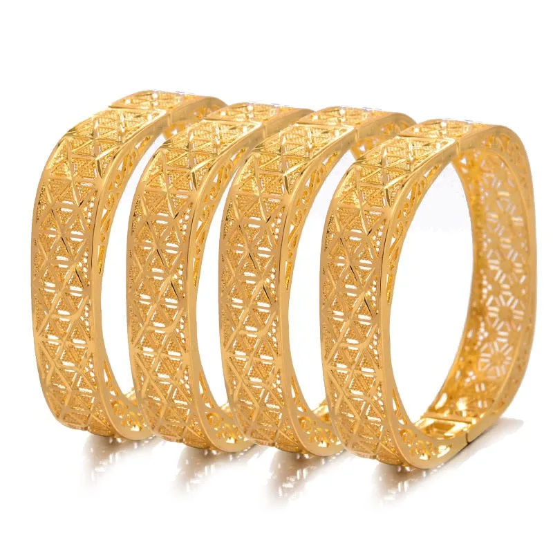 New  Ethiopian Dubai Gold Color Bangles  Women Wife Arab Bracelet Gold Color Jewelry