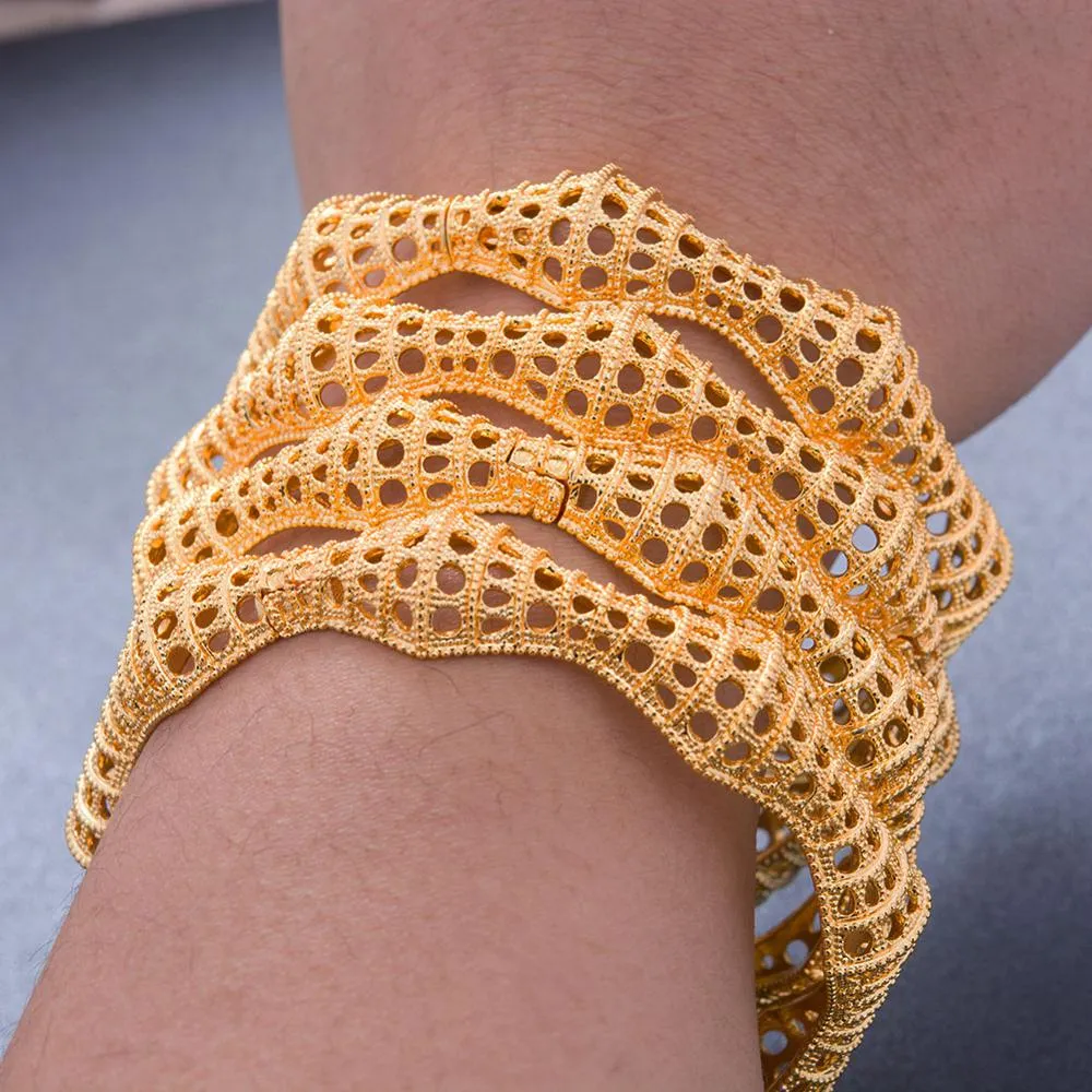New  Ethiopian Dubai Gold Color Bangles  Women Wife Arab Bracelet Gold Color Jewelry