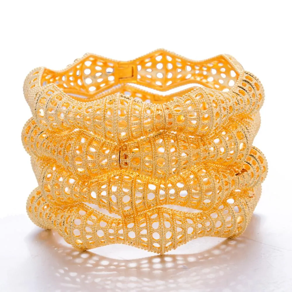 New  Ethiopian Dubai Gold Color Bangles  Women Wife Arab Bracelet Gold Color Jewelry
