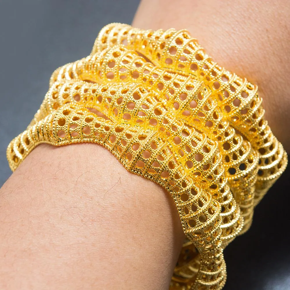 New  Ethiopian Dubai Gold Color Bangles  Women Wife Arab Bracelet Gold Color Jewelry