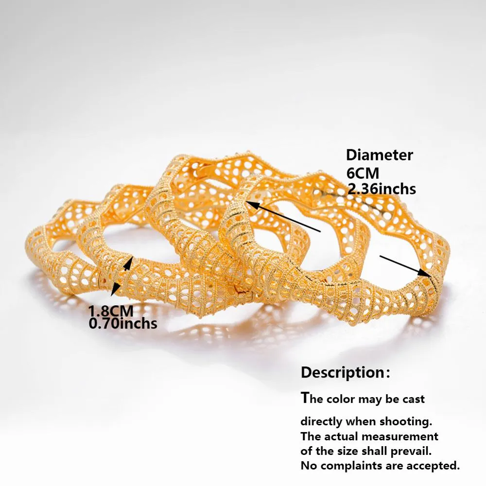 New  Ethiopian Dubai Gold Color Bangles  Women Wife Arab Bracelet Gold Color Jewelry
