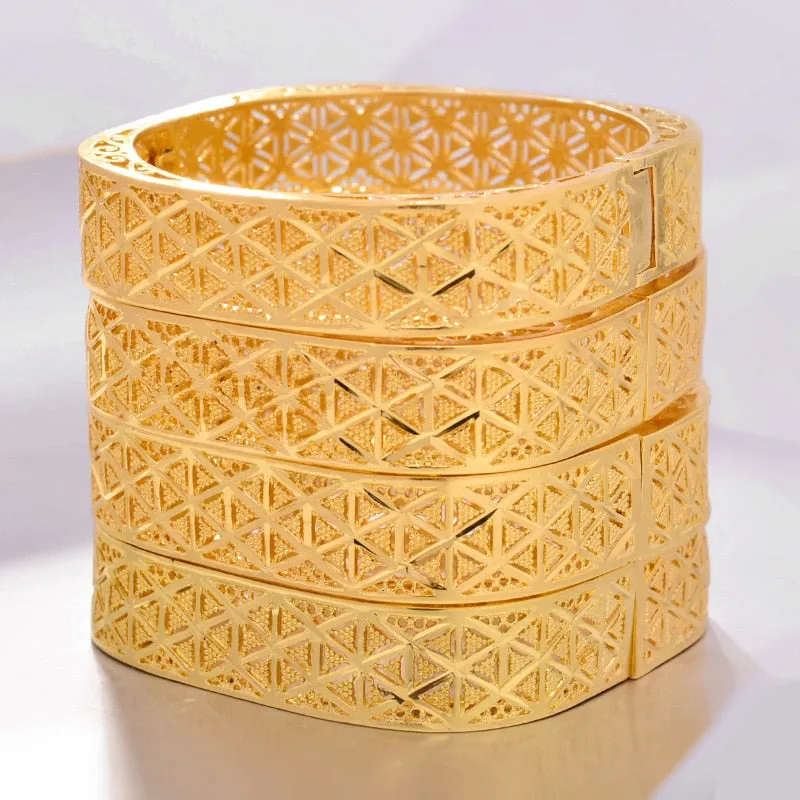 New  Ethiopian Dubai Gold Color Bangles  Women Wife Arab Bracelet Gold Color Jewelry