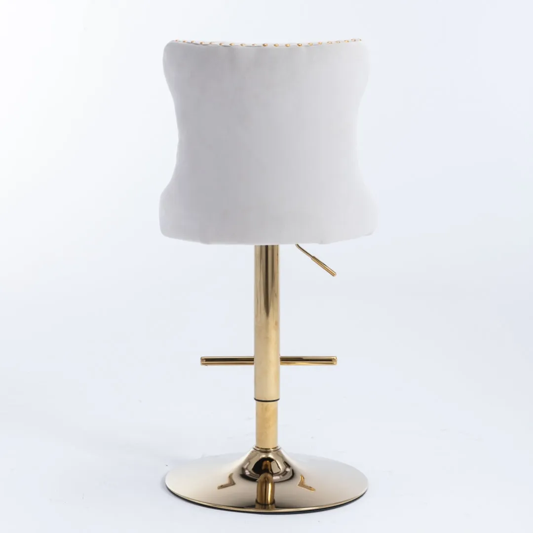 Oldham 2 x Beige Velvet Adjustable Swivel Bar Stool