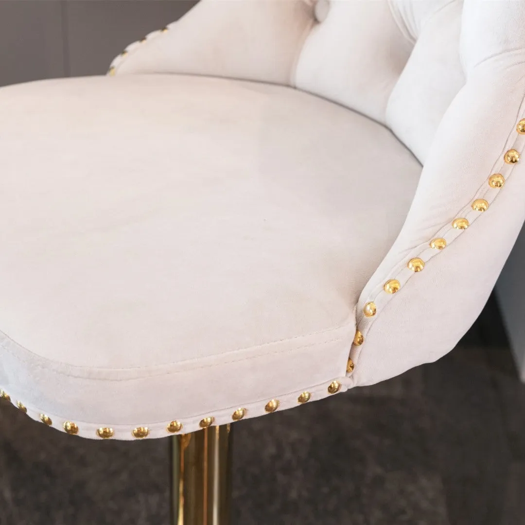 Oldham 2 x Beige Velvet Adjustable Swivel Bar Stool