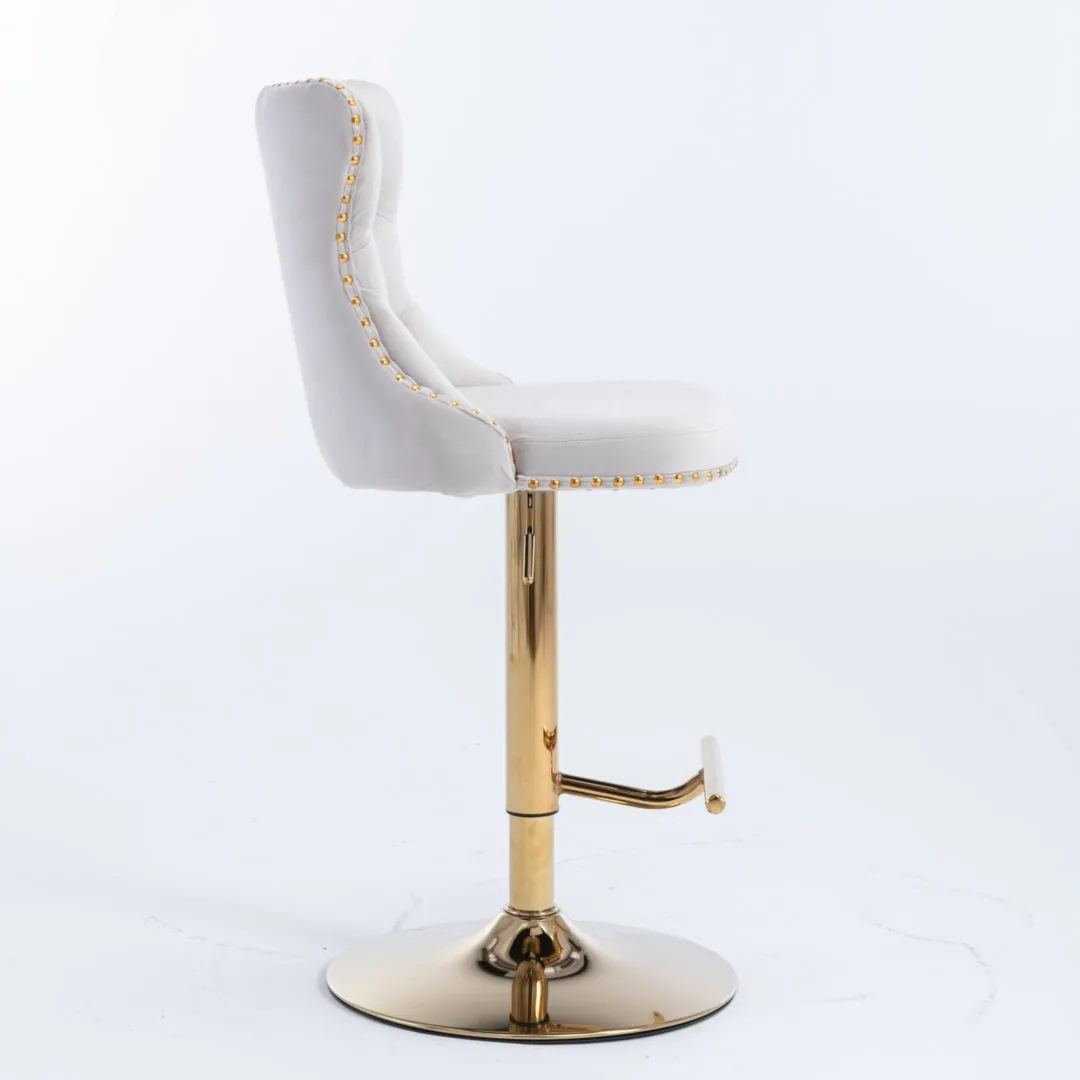 Oldham 2 x Beige Velvet Adjustable Swivel Bar Stool