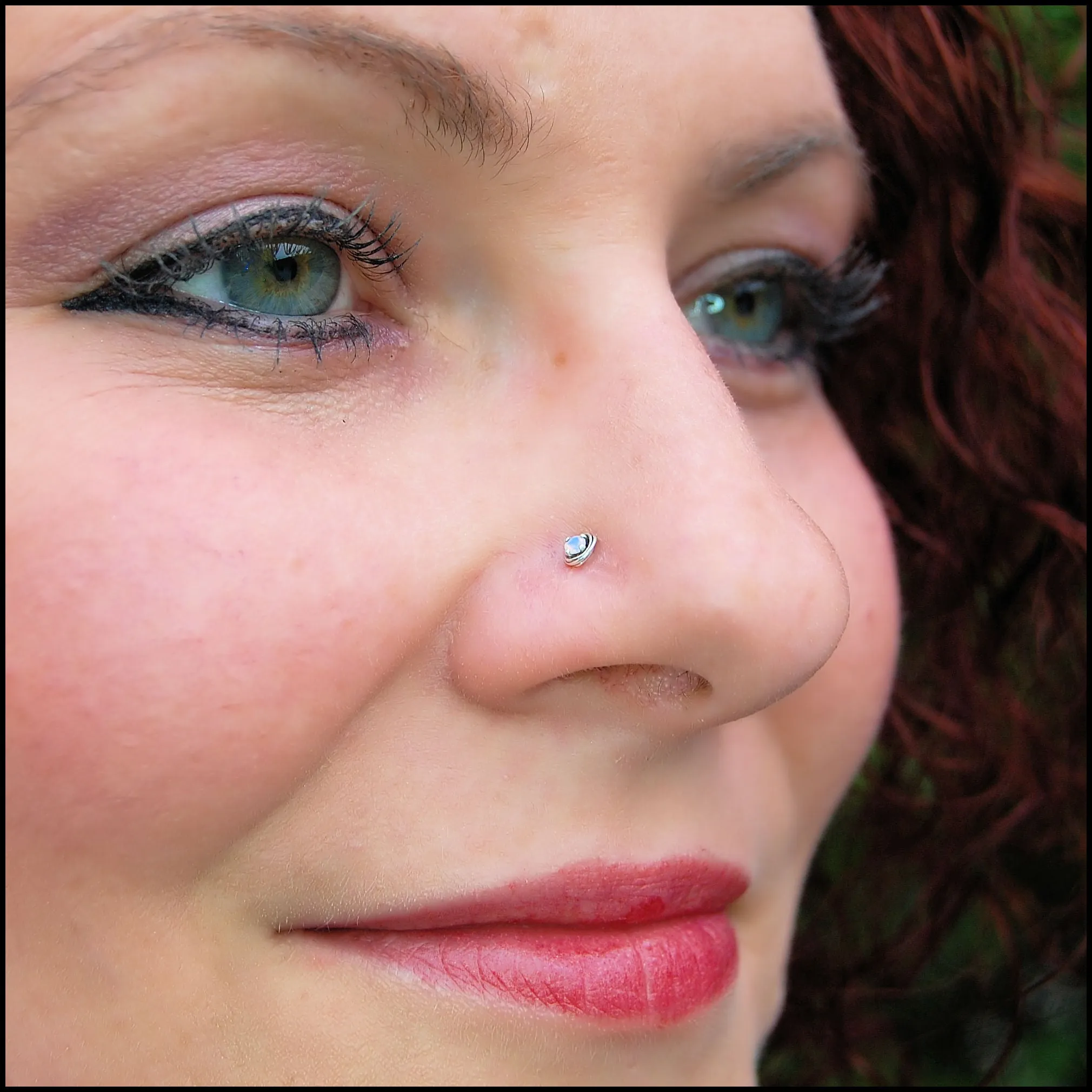 Opal and Silver Tangled Nose Stud