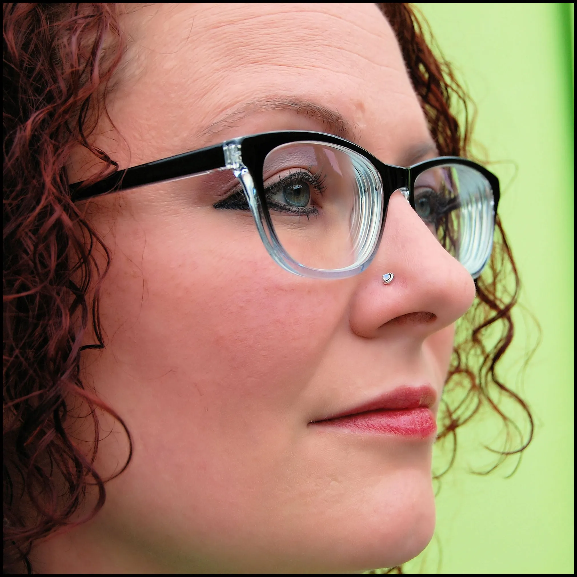 Opal and Silver Tangled Nose Stud