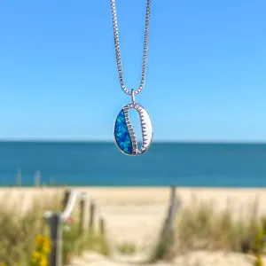 Opal Inlay Cowrie Shell Necklace