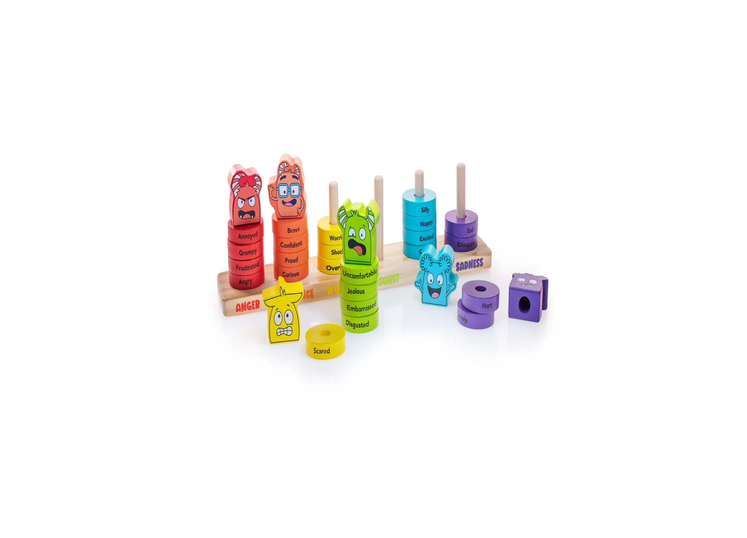 Open The Joy - Emotion Explorer Wooden Stacking Rings - Colorful