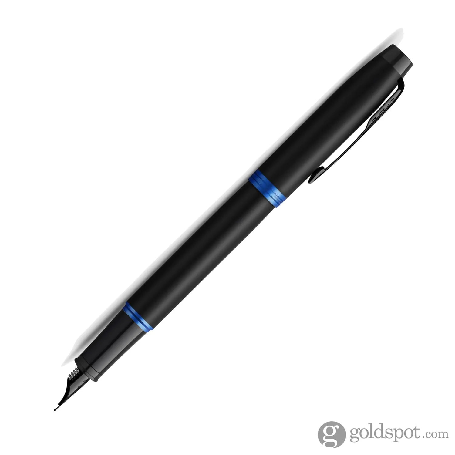 Parker IM Vibrant Rings Fountain Pen in Satin Black Lacquer with Marine Blue Accents