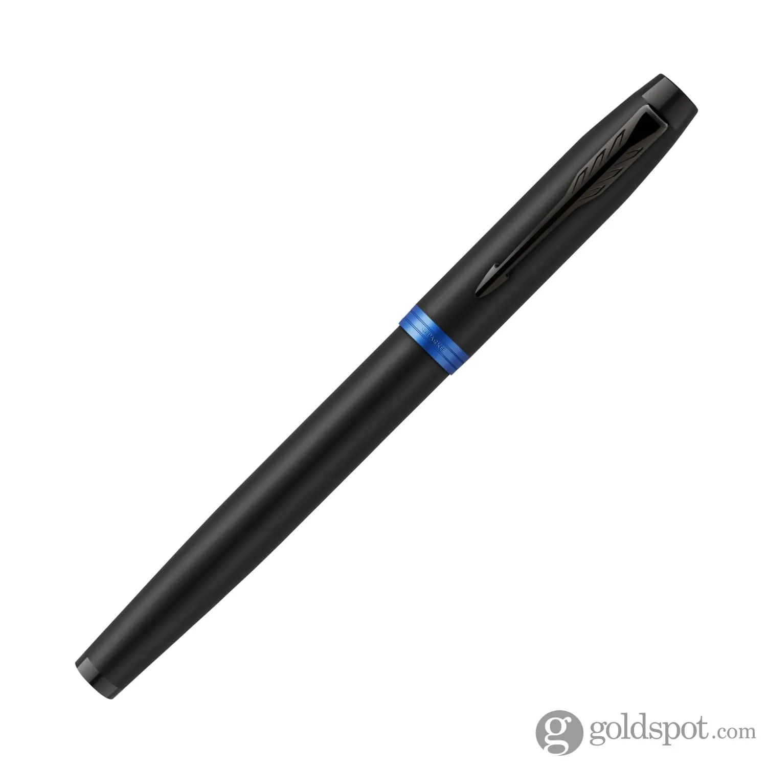 Parker IM Vibrant Rings Fountain Pen in Satin Black Lacquer with Marine Blue Accents