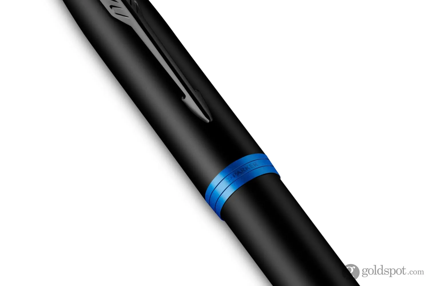 Parker IM Vibrant Rings Fountain Pen in Satin Black Lacquer with Marine Blue Accents