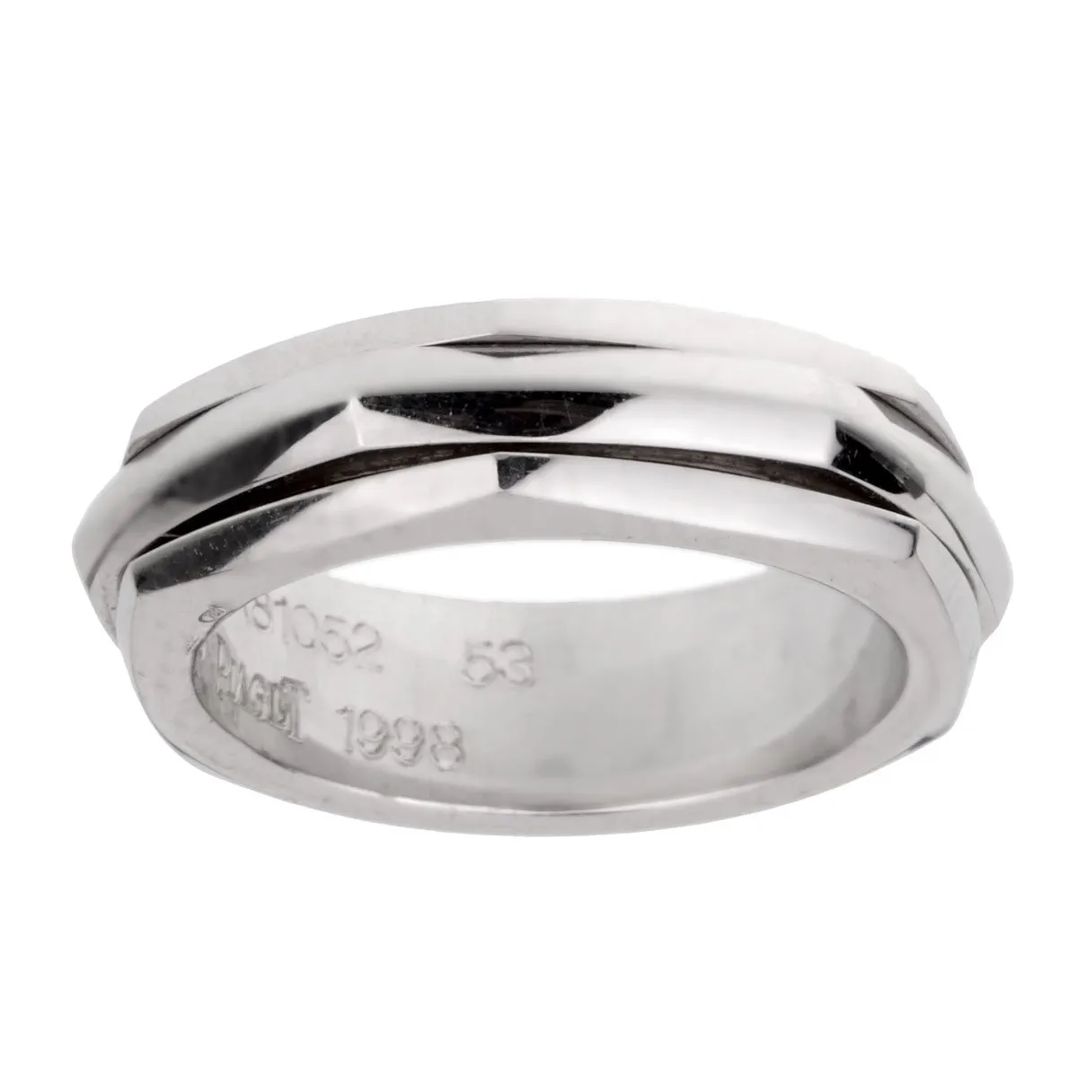 Piaget Possession Hexagon Spinning White Gold Ring Sz 6 1/2