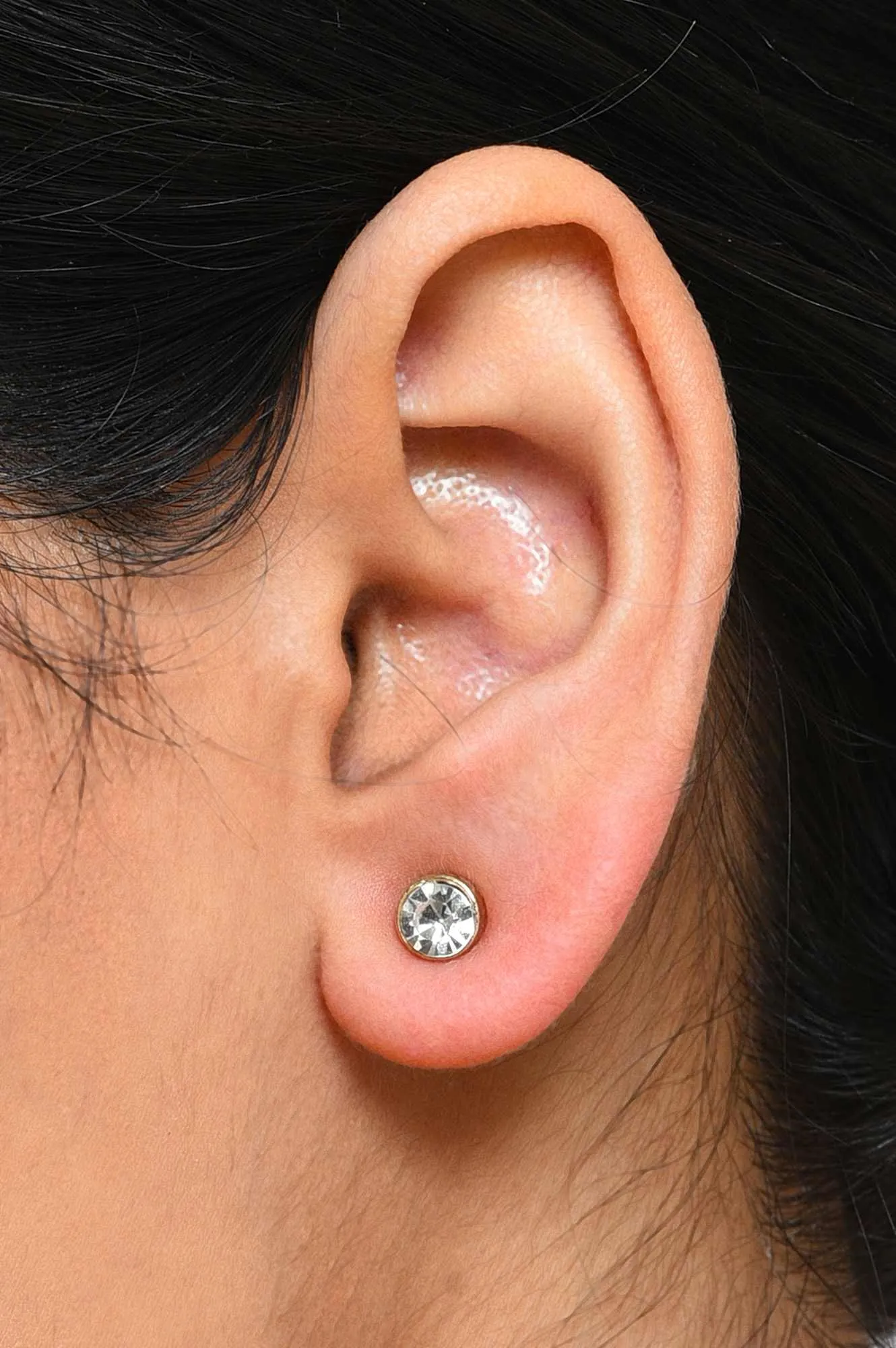 Pink & White Hoop and Stud Earrings Combo