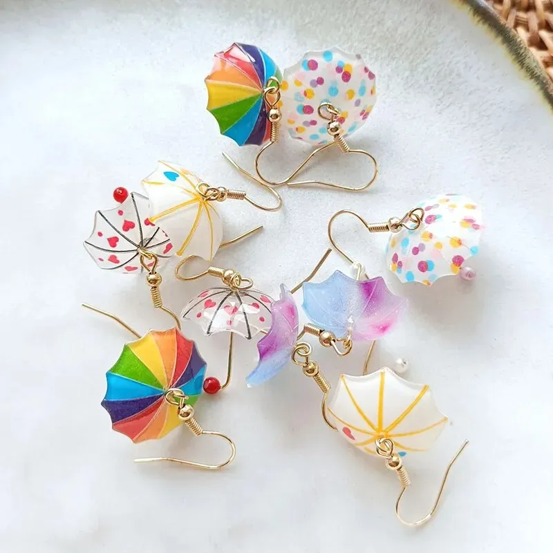 Playful Tiny Umbrella Drop Dangle Earrings