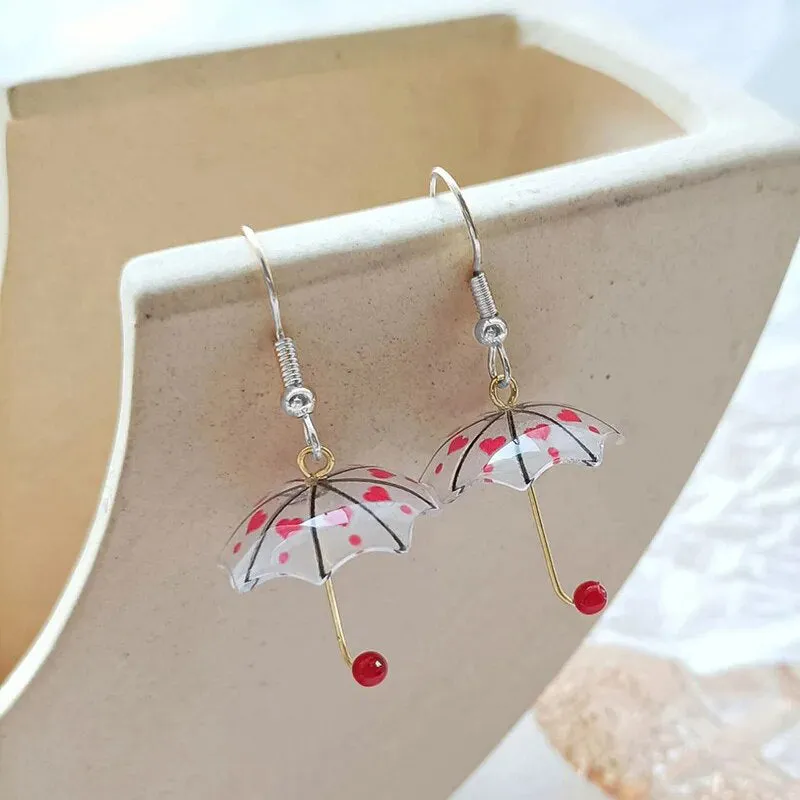 Playful Tiny Umbrella Drop Dangle Earrings