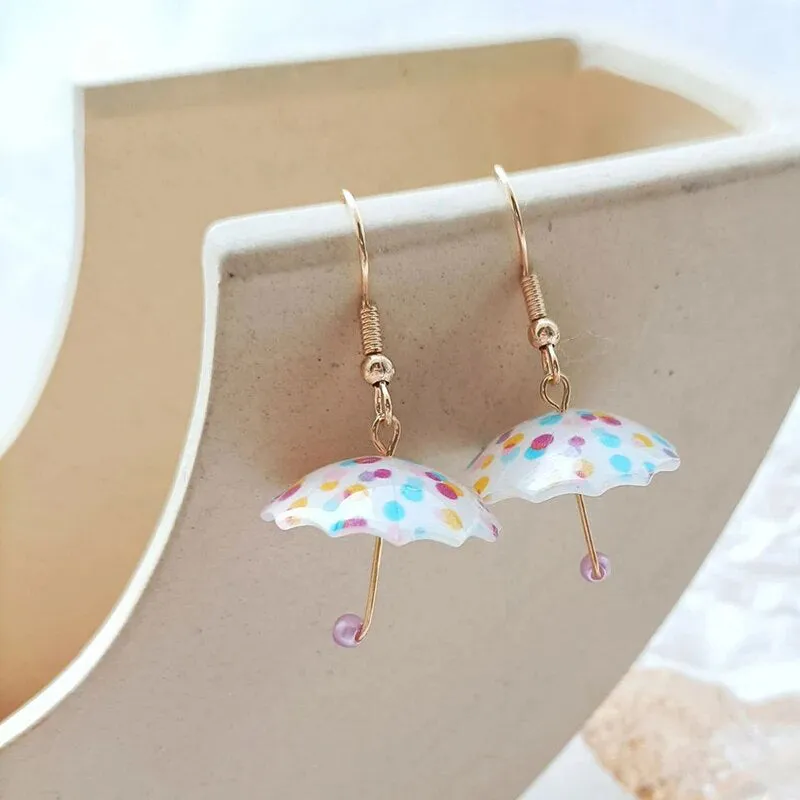 Playful Tiny Umbrella Drop Dangle Earrings