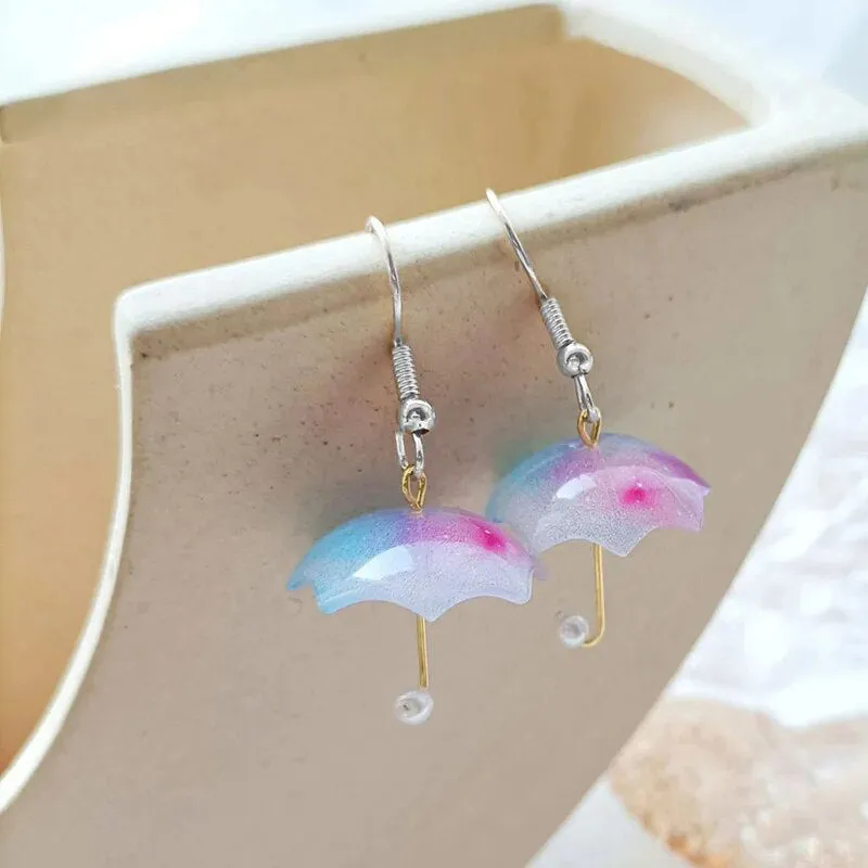 Playful Tiny Umbrella Drop Dangle Earrings